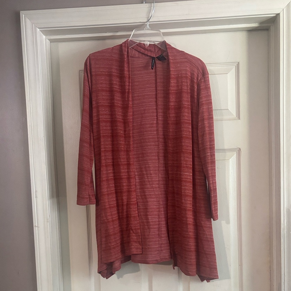 New Directions Coral Open Front Cardigan